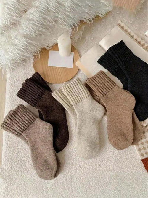 Cozy Fall Neutrals Crew Socks Soft, Warm & Non-Slip (5-Pack)