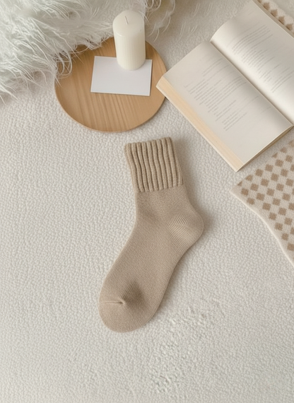 Cozy Fall Neutrals Crew Socks Soft, Warm & Non-Slip (5-Pack)