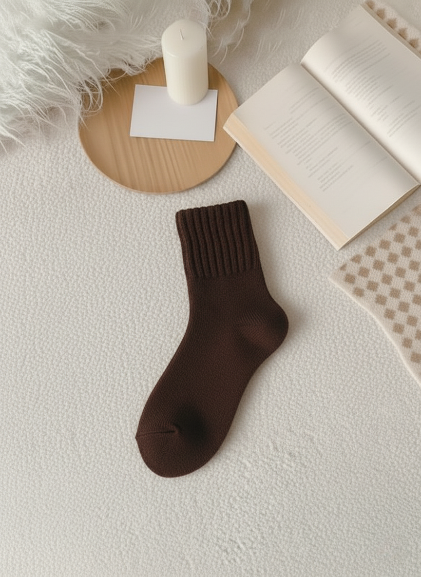 Cozy Fall Neutrals Crew Socks Soft, Warm & Non-Slip (5-Pack)