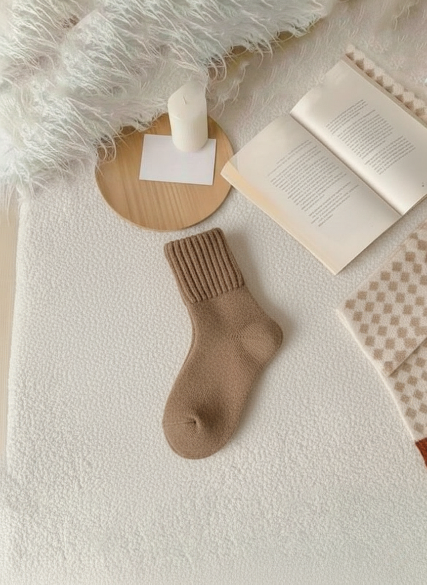 Cozy Fall Neutrals Crew Socks Soft, Warm & Non-Slip (5-Pack)